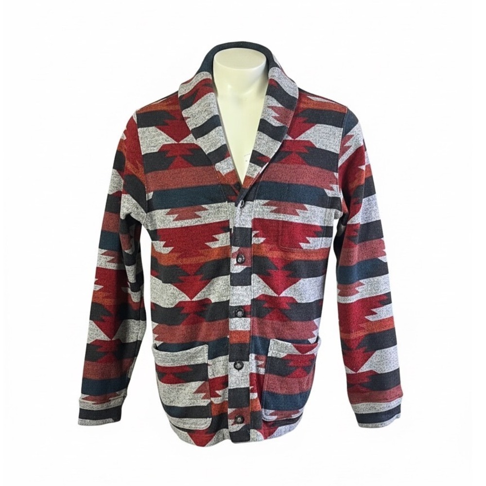 Junk Food Clothing Mens XL Southwestern Shawl Collar Cardigan Red Black 12MJK470